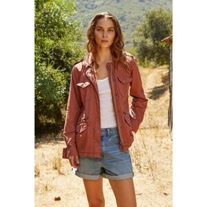 Lily Aldridge Velvet Graham Spencer Ruby Army Jacket Dusty Rose Shacket Size S